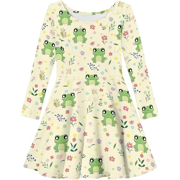 Amazon.com: XXQGOMG Frog Dress Toddler Long Sleeve Fall Dress for Girls  School Dresses for Girls 10-12 Girls Midi Dress with Sleeves A-Line Dress  Round Neck Casual Dress for Fall/Winter,5-6: Clothing, Shoes &