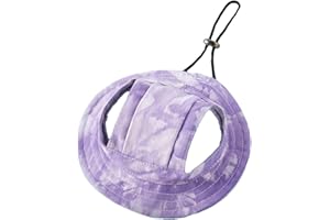QWINEE Tie Dye Dog Hat with Ear Hole Round Brim Dog Puppy Cat Sun Hat Bucket Hat Outdoor Sun Protection Pet Caps for Small Medium Cats Dogs Kitten Purple S