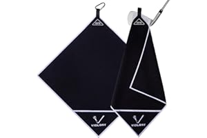 VIGLORY Magnetic Golf Towel for Bag 18" x 18" with Clip Exclusive Cleaning Pocket Microfiber Waffle Ultra Absorbent Club Ball Cleaner Essential Golf Accessories and Gifts for Men Women(Black 1 Pack)