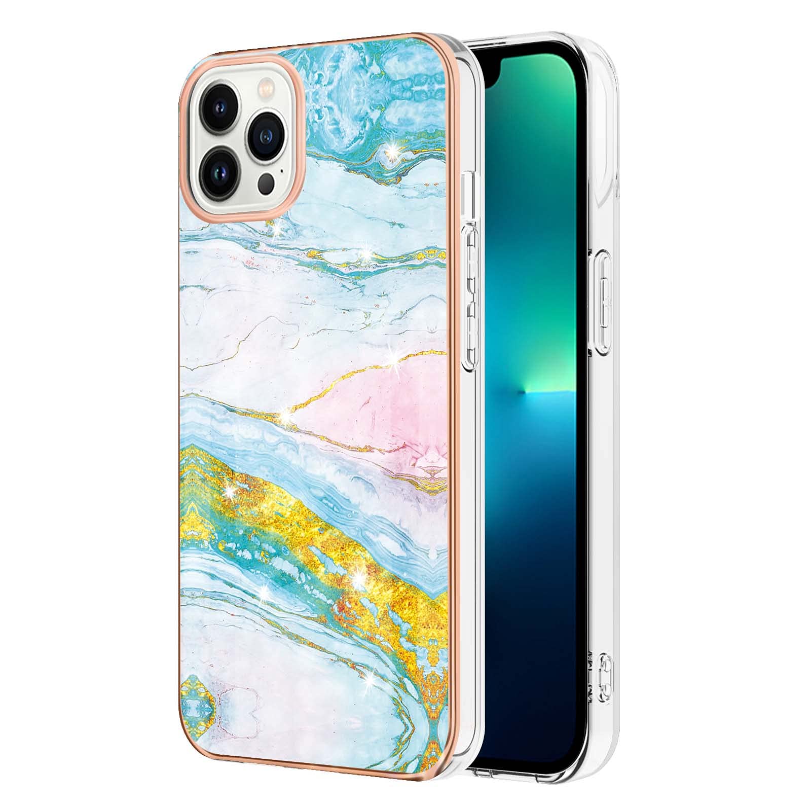IMIRST Basic Case Compatiable with iPhone 14 Pro Max IMD Soft TPU Silicone Bumper Matte Marble Scratch-Resistant Slim Protective Phone Case Back Cover for Apple iPhone 14 Pro Max，YBI GoldGreen — image 1