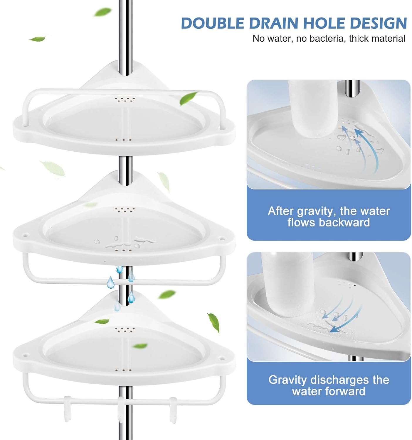 Homemaxs Corner Shower Caddy, 304 Stainless Steel Shower Caddy Tension Pole More Durable, 4-Tier Adjustable Bathroom Shelf with Upgrade Cone Non-Slip Silicone Mat Stable in Bathroom: Home Improvement