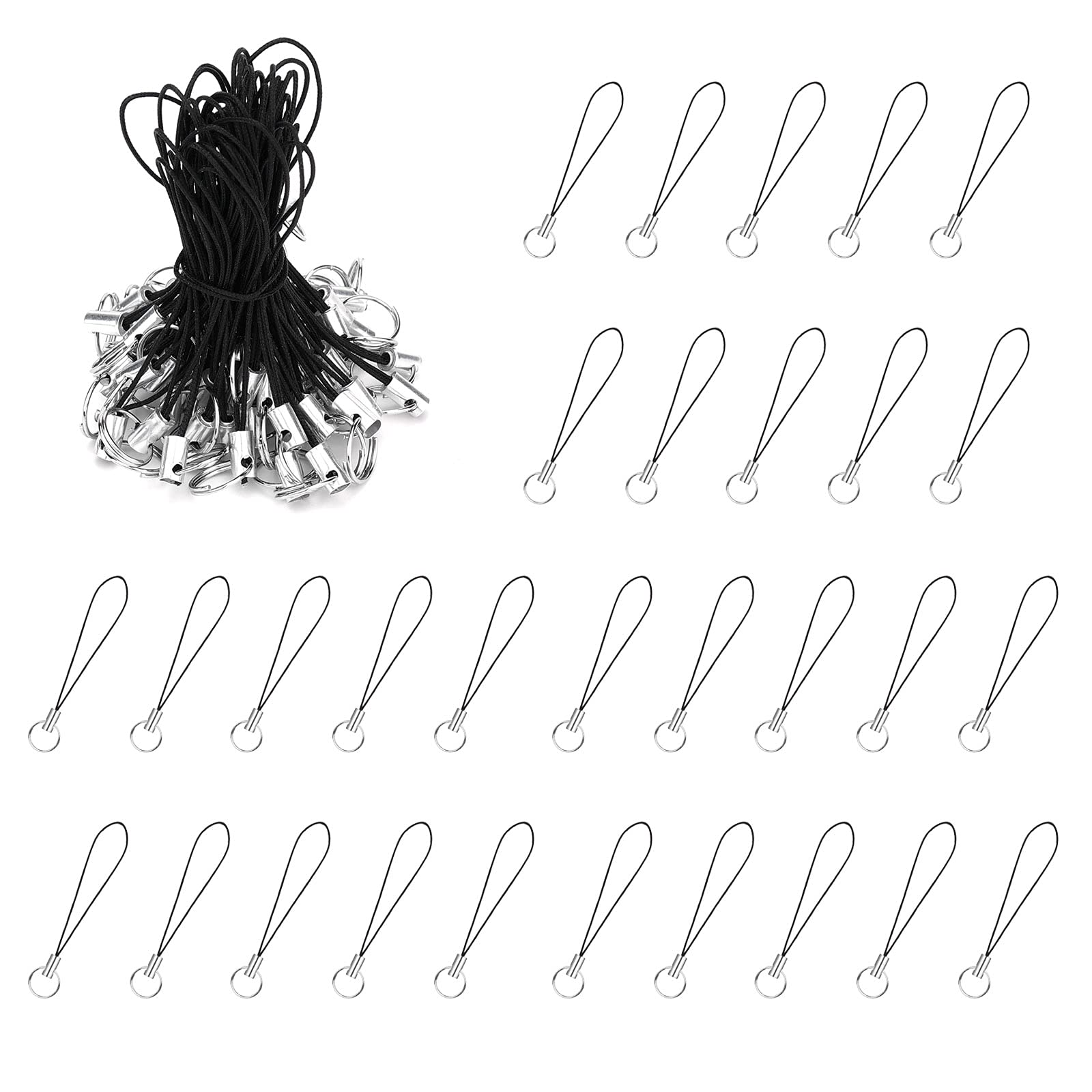 SAVITA 150pcs Split Ring Strap for Mobile Cell, Detachable Lanyard Phone Ring Strap Cellphone Cord for Hanging Charms Pendents USB Keychain
