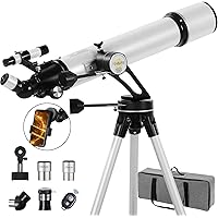 Telescope 90mm Aperture 700mm - Vertisteel AZ Mounting Base, High Precision Adjustment (28x-210x), Ideal for Astronomers and 