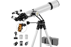 Telescope 90mm Aperture 700mm - Vertisteel AZ Mounting Base, High Precision Adjustment (28x-210x), Ideal for Astronomers and 