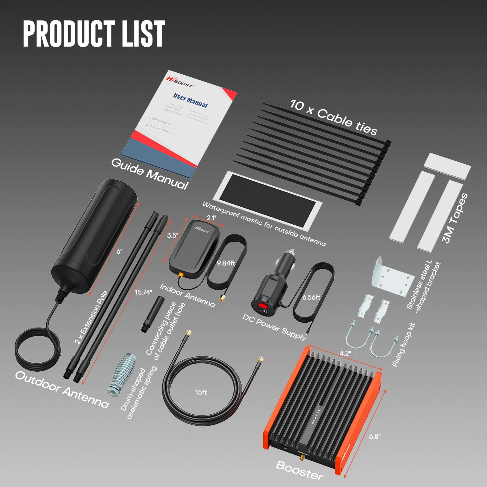 Cell Phone Signal Booster for Trucks and SUVs | Boosts 5G & 4G LTE for All Carriers - Verizon, AT&T, T-Mobile & More | Weatherproof Antenna | Ultra-Stable Booster | FCC Approved