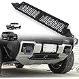 Black Carbon Steel Grill Air Intake Protector Accessories for Hummer EV SUV/SUT Pickup Front Bumper Cover Lower Guards Trim Front Bumper Cover Center 1 Piece Bolt-in Lower Grille Trim (Black)