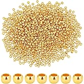 PH PandaHall 1000pcs 2mm 14K Gold Plated Brass Bead Long-Lasting Round Smooth Spacer Beads Seamless Loose Ball Bead Gold Metal Beads for Summer Hawaii Necklaces, Bracelets, Earring Making