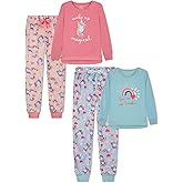 Sleep On It Girls Fleece Pajama Set Long Sleeve Tops & Fleece Pants Soft Kids Sleepwear Multipack Cute Prints Sizes 4-14