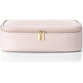 Vlando Makeup Travel Bag,Small Makeup Pouch for Small Items Travel Essentials Mini Toiletries-Apricot White