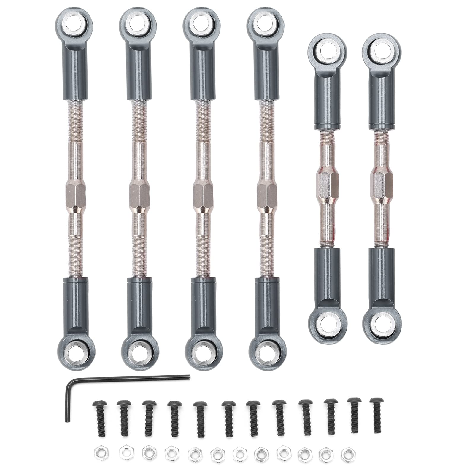 RiToEasysports RC Steering Rod, Metal Pull Rod Servo Link Linkages Tie Rod for WLtoys 144001 124018 124019 1/14 RC Car RC Car Upgrade Parts(Titanium)