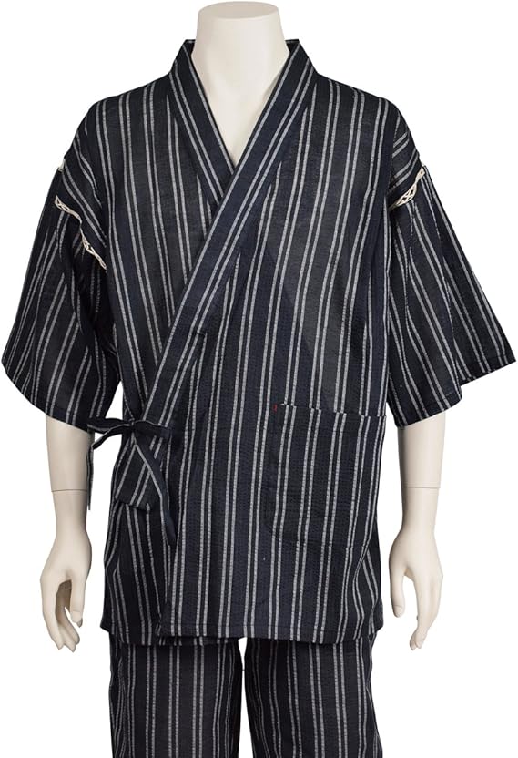 Amazon Arnova 甚平 メンズ おしゃれ 綿100 しじら織り甚平 じんべい バックプリント付き Lサイズ ネイビー 甚平 通販