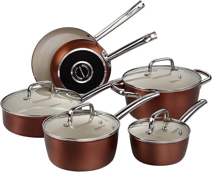cooper pan Copper Pots and Pans, Ceramic Cookware Set