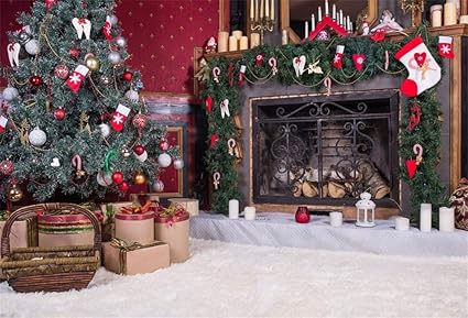 Sfondi Fotografici Natalizi.Yongfoto 3x2m Vinile Fondali Fotografici Natale Decorazione D Interni Albero Di Natale Camino Che Colpisce Con Forza Sfondi Foto Partito Studio Fotografico Puntelli Amazon It Elettronica