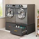 2 Pack Metal Washer and Dryer Pedestals, 28" W Heavy Duty Washer Dryer Pedestal, 16" H Washer Pedestal with Drawer, 440LBS Universal Laundry Pedestal for Washer and Dryer (2pack-Black)
