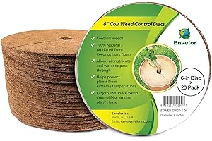 Envelor Coco Coir Tree Ring Mulch Mat Coconut Coir Fiber Tree Weed Barrier Ring Gardening Mulch Rings for Trees Plant Cover Planter Disc Root Protection for Plants Weed Control, 6 Inches, 20 Pack