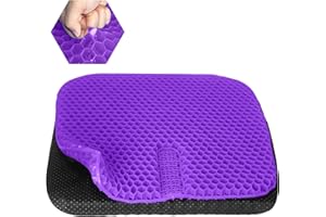 SHOUKEN Cooling Large Purple Gel Seat Cushion for Long Sitting with Non-Slip Cover(17.8"x17.8"),Thick & Soft & Breathable,Chair Cushion for Wheelchair,Car,Desk,Home,Hip Pain,Gel Seat Cushion for Office Chair