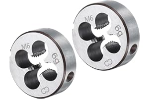 uxcell 2pcs Round Threading Die M6 x 1.0 Metric Thread Right Hand Screw Cutting Fixed Dies, Alloy Tool Steel Tapping Repair T