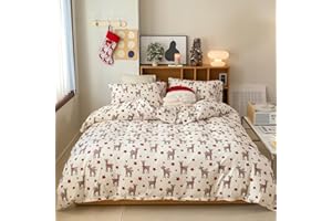 Erwinmu Christmas Duvet Cover Set Queen,Reindeer Printed Christmas Bedding Queen Size,Soft Brushed Microfiber Comforter Cover Sets Includes 1 Duvet Cover and 2 Pillow Shams