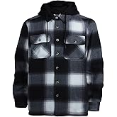 LeeHanTon Mens Heavyweight Hoodies Casual Zip Up Plaid Flannel Shirt Jackets Winter Thick Berber Lined Fleece Coat