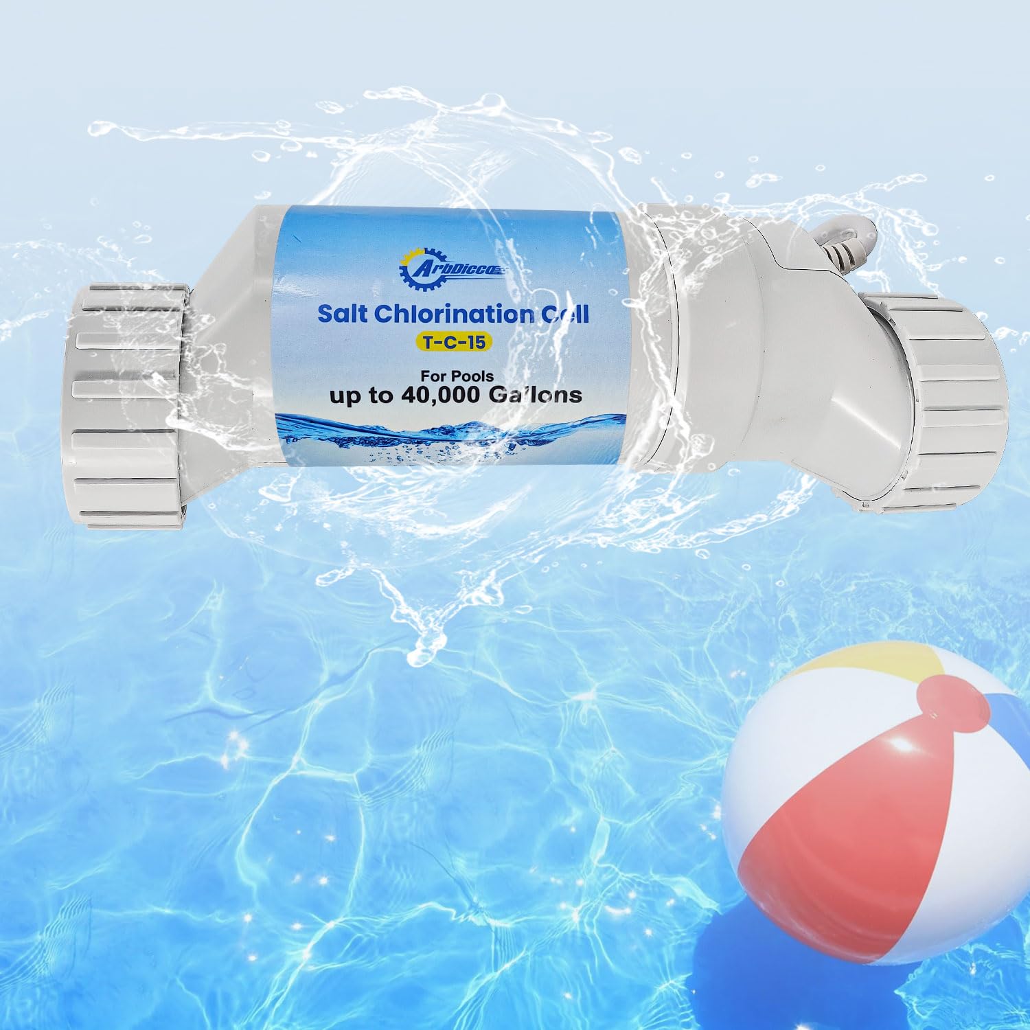 Photo 1 of ArbDicco T-CELL-15-SWP Salt Cell Chlorinator Replacement for Hayward T15 Salt Cell Fit for up to 40,000 Gallons In-Ground Swimming Pools, W3T-CE-LL-15 T-Cell TCell 15