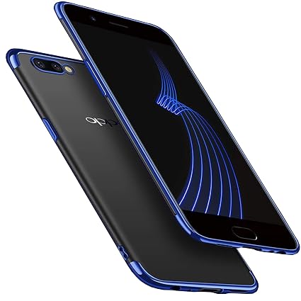 Bounceback® Oppo A3s Case Shockproof Slim Electroplated Transparent Soft Back Case Cover for Oppo A3s - Clear Blue