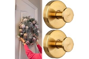 ERHABE Suction Cup Hooks for Wreaths on Glass, Suction Cup Wreath Hanger, Suction Cup Wreath Holder for Glass Door, Wreath Suction Cups for Front Door for Hanging 15 Lbs Waterproof & Rustproof (Gold*2)
