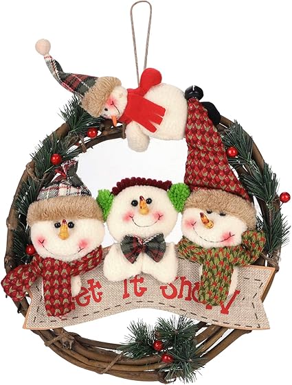 Amazon Co Jp クリスマスリース ぬいぐるみ花輪 ドアチャーム 吊り下げ用装飾品 玄関 ドア ツリー飾り 雰囲気満載 オーナメント デコレーション インテリア雑貨 人気 クリスマス小物 プレゼント 雪だるまc 文房具 オフィス用品