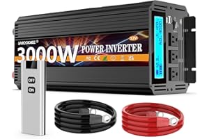 JARXIOKE 3000W Power Inverter 12V DC to AC 110V/120V (Peak) 6000W Converter 3 sockets car Inverter with Remote Control and LED Display 3.4A USB Port