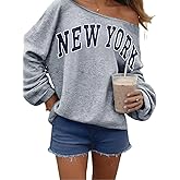 Remidoo Womens Off Shoulder Sweatshirt Drop Shoulder Oversized Long Sleeve Pullover Top