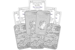 MINT STATE GOLD 2023 P Lot of (5) 1 oz Australian Silver Dragon Rectangular Bar Coins Brilliant Uncirculated with Certificates of Authenticity $1 Seller BU
