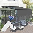 Full Assembled Motorized Patio Awning Retractable Manual Awning Outdoor Sunshades with Extendable Front Valance and Protective Cover for UV Resistant, Weatherproof