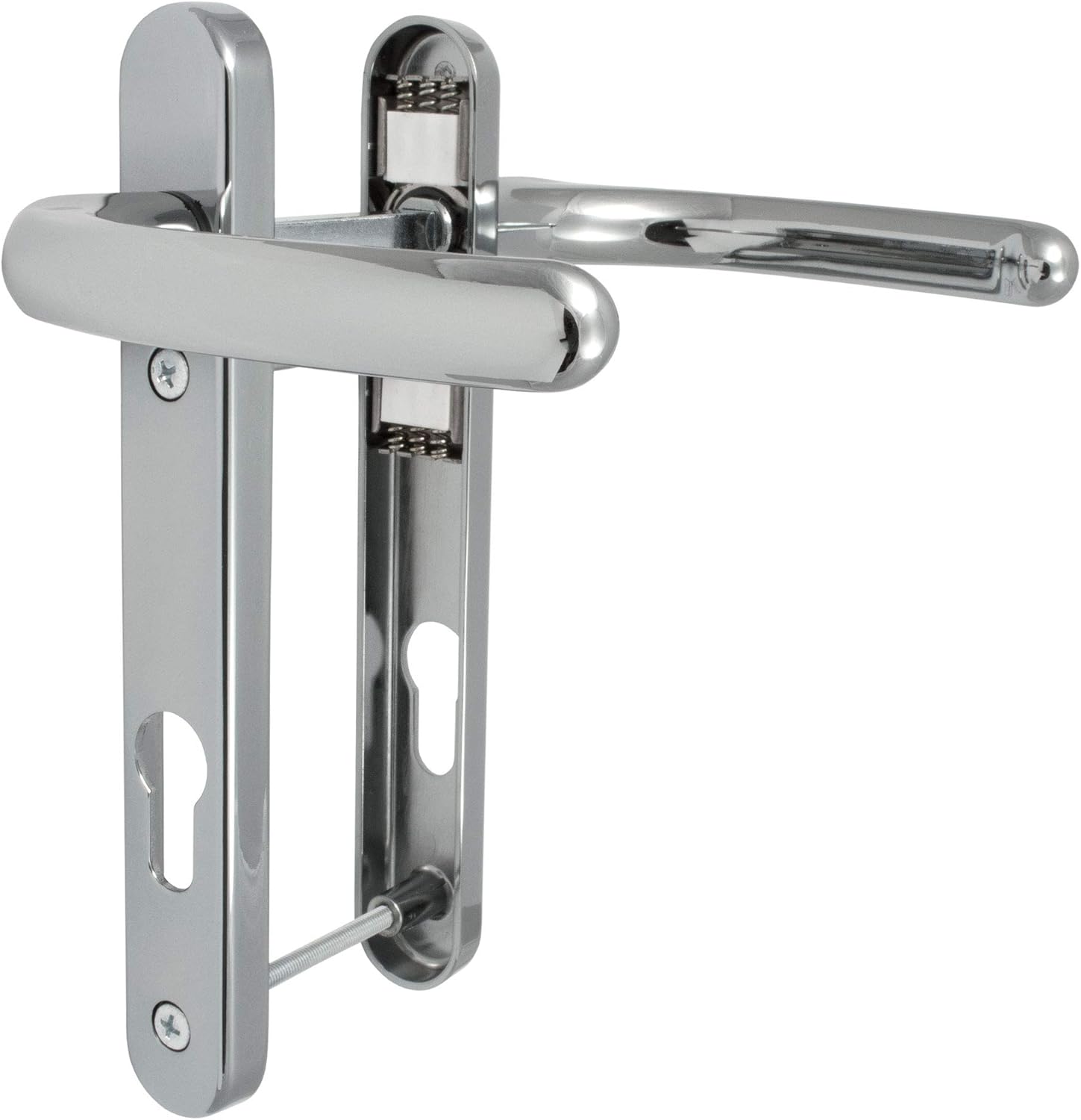 Fab & Fix - UPVC Hardex Polished Chrome Windsor Door Handle Set, 92mm PZ, Lever/Lever, 122mm Screw Centres for External Doors