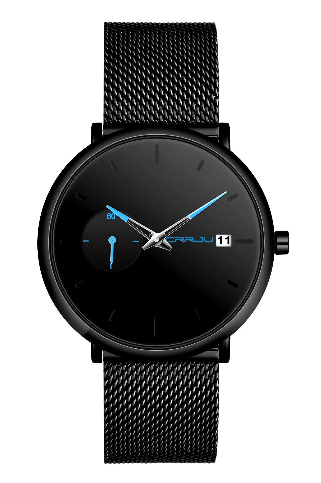 MicLee Men's Wrist Watches, Quartz Watch, Business Watch, Student Casual Watch, with Calendar, Alloy Watch, Mineral Glass dial Window, Stainless Steel mesh Band