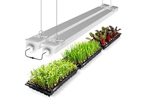 JESLED 4FT Waterproof Grow Lights for Indoor Plants, Sunlight Full Spectrum 5000K LED for Seed Starting, Seedling & Vegetables, 96W(2 X 48W,600W Eqiv), Linkable Grow Light Strip with Switch, 2-Pack