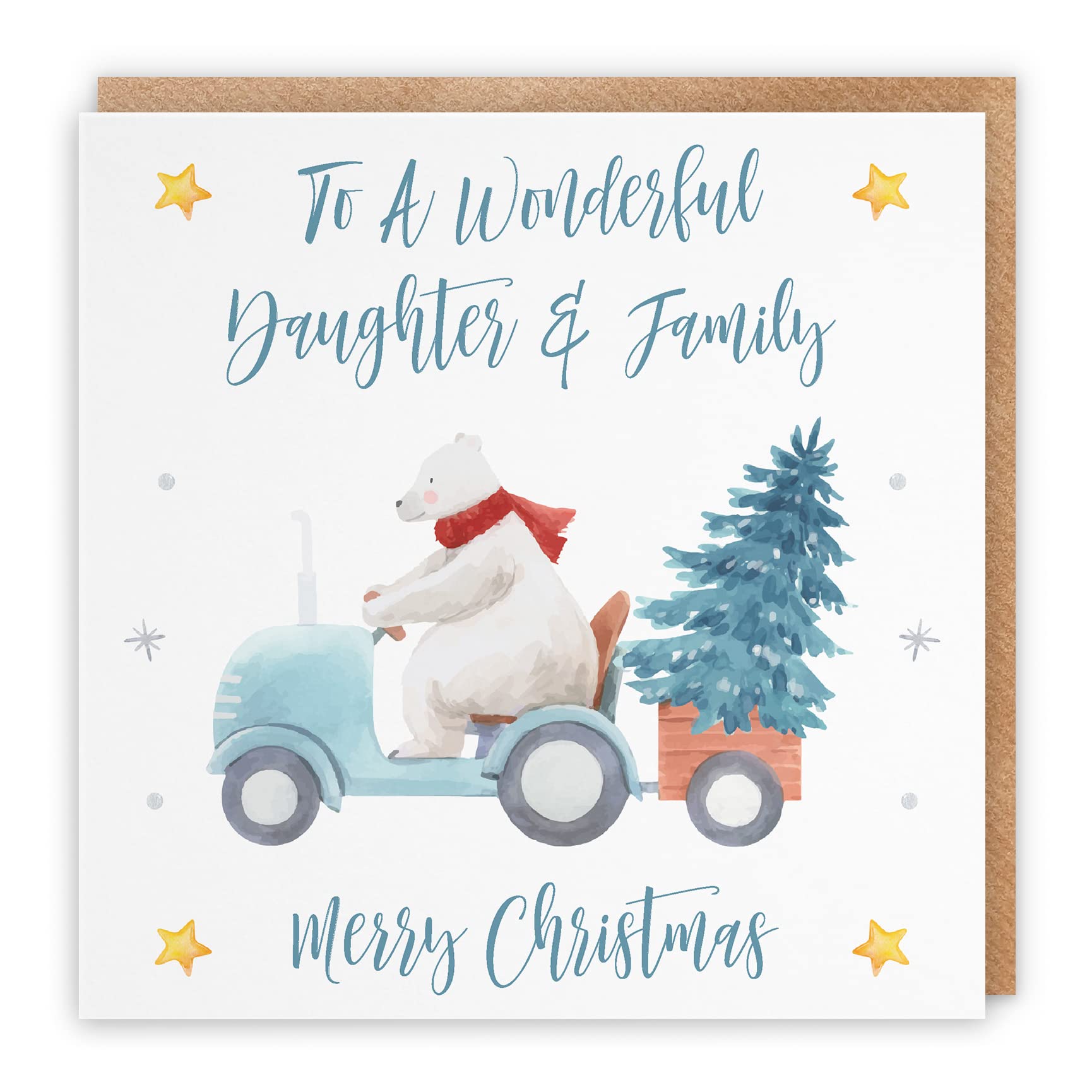 Hunts England - Daughter And Family Christmas Card - To A Wonderful Daughter & Family - Merry Christmas - Polar Bear Collection