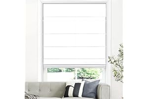 LazBlinds Cordless Roman Shades for Windows, Light Filtering Thermal Insulated Window Blinds, Lightweight Fabric Blinds for Indoor Windows, 24" W x 72" H, White
