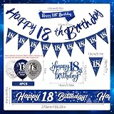 Yontree 18th Birthday Decorations Blue Silver Banner Cake Topper Sash view 2