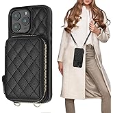 Bocasal Crossbody Wallet Case for iPhone 16 Pro Max, RFID Blocking PU Leather Zipper Handbag Purse Flip Cover, Kickstand Folio Case with Card Slots Holder Wrist Strap Lanyard 5G 6.9 Inch (Black)