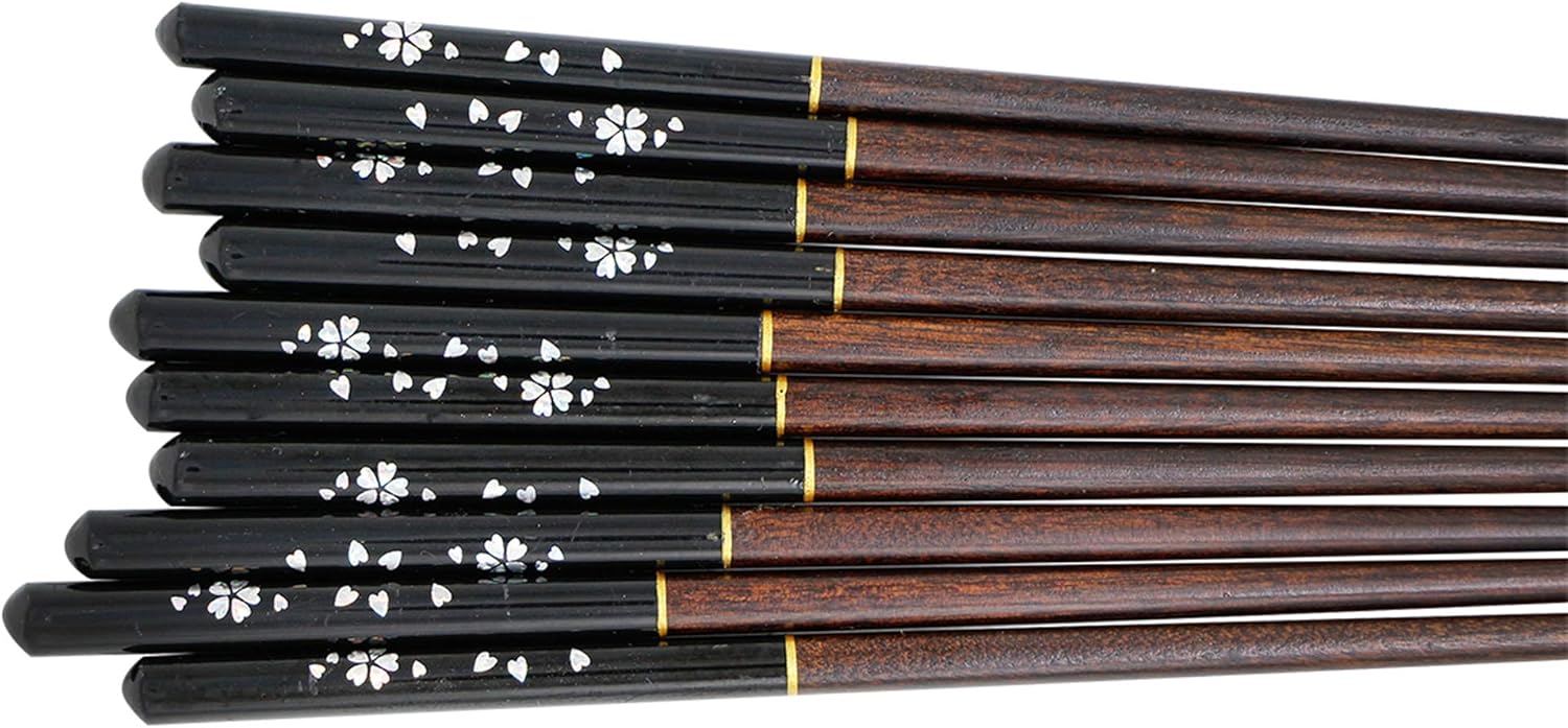 Exzact Chopsticks Gift Set Black Lacquer - 5 works of Reusable Chopsticks in a Black Handmade Box - Japanese Style (EX-CS05-BLK) - Image 4