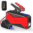 DBPOWER Peak 1600A 18000mAh Portable Car Jump Starter(up to 7.2 Gas, 5.5L Diesel Engines) Battery Booster with Smart Charging Port, LCD Display, Intelligent Jumper Clamps, Compass and LED Light (Red)