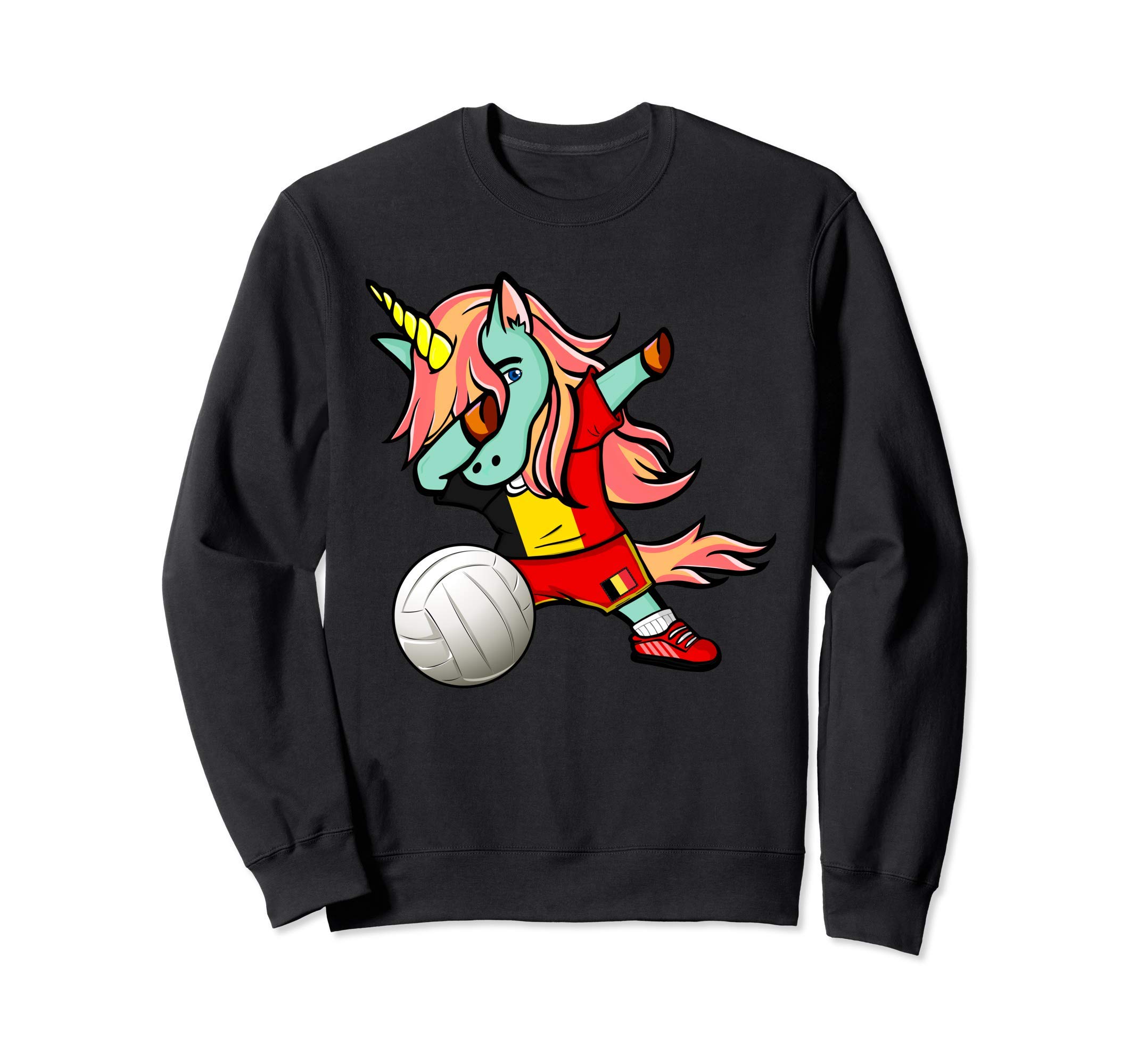 Dabbing Unicorn Belgium Volleyball Lover Jersey Belgian Flag Sweatshirt
