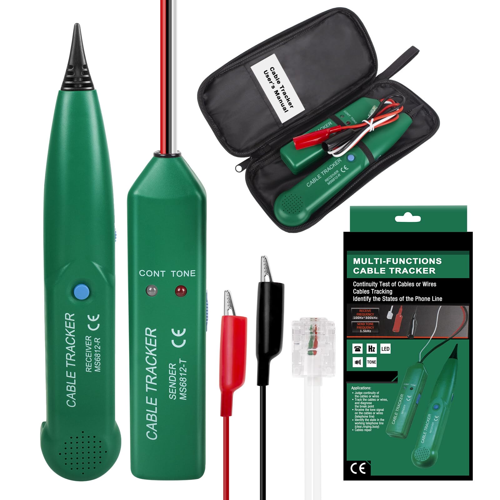 CJBIN Cable Tracker, Cable Breakage Detector Robot Multifunctional Cable Checker Wire Cable Tester for Network Maintenance Collation, Telephone Line Test, Continuity Test LAN Network Cable Tester