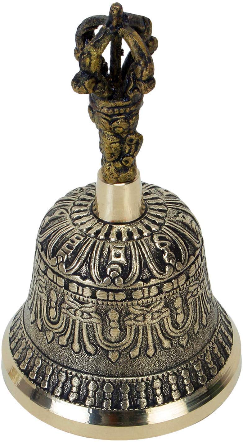 Zap Impex Tibetan Hand Bell/Meditation & Prayer Bells Dorje Vajra Buddhist Bell 4 Inch