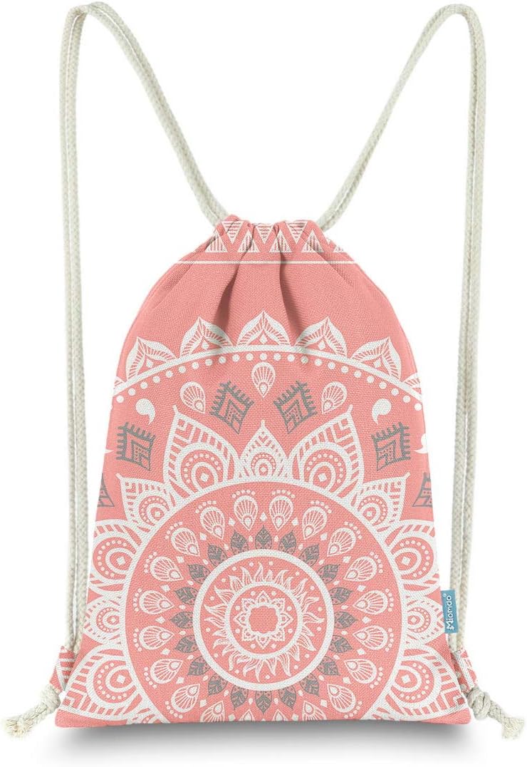 MiomaoDrawstring Backpack Mandala Style String Bag Canvas Beach Sport Daypack