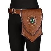 HiiFeuer Medieval Faux Leather Thigh Bag, Adjustable Drop Leg Pouch Renaissance Side Pack Belt Bag Cosplay for Ren Faire (Brown A)