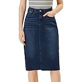 Allegra K Women's Casual Jean Skirt High Waist Back Slit Stretch Denim Skirts