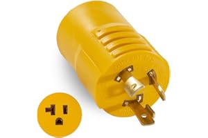 HOZHEM 30 Amp Shore Power Adapter - NEMA L5-30P to 5-15R/5-20R Twist Lock Plug RV & Marine Generator Connector, 110V/120V Household Outlet Converter with 3-Prong Locking Safe and Reliable Power Supply