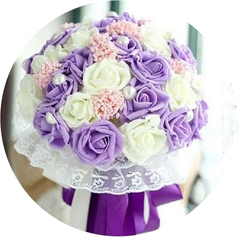 Amazon ブライダルブーケ パーラ ウェディング 花嫁 手持ち 紫 ピンク ロマンチック 韓国の花 ボールを持った花 Photo Color3 造花 オンライン通販