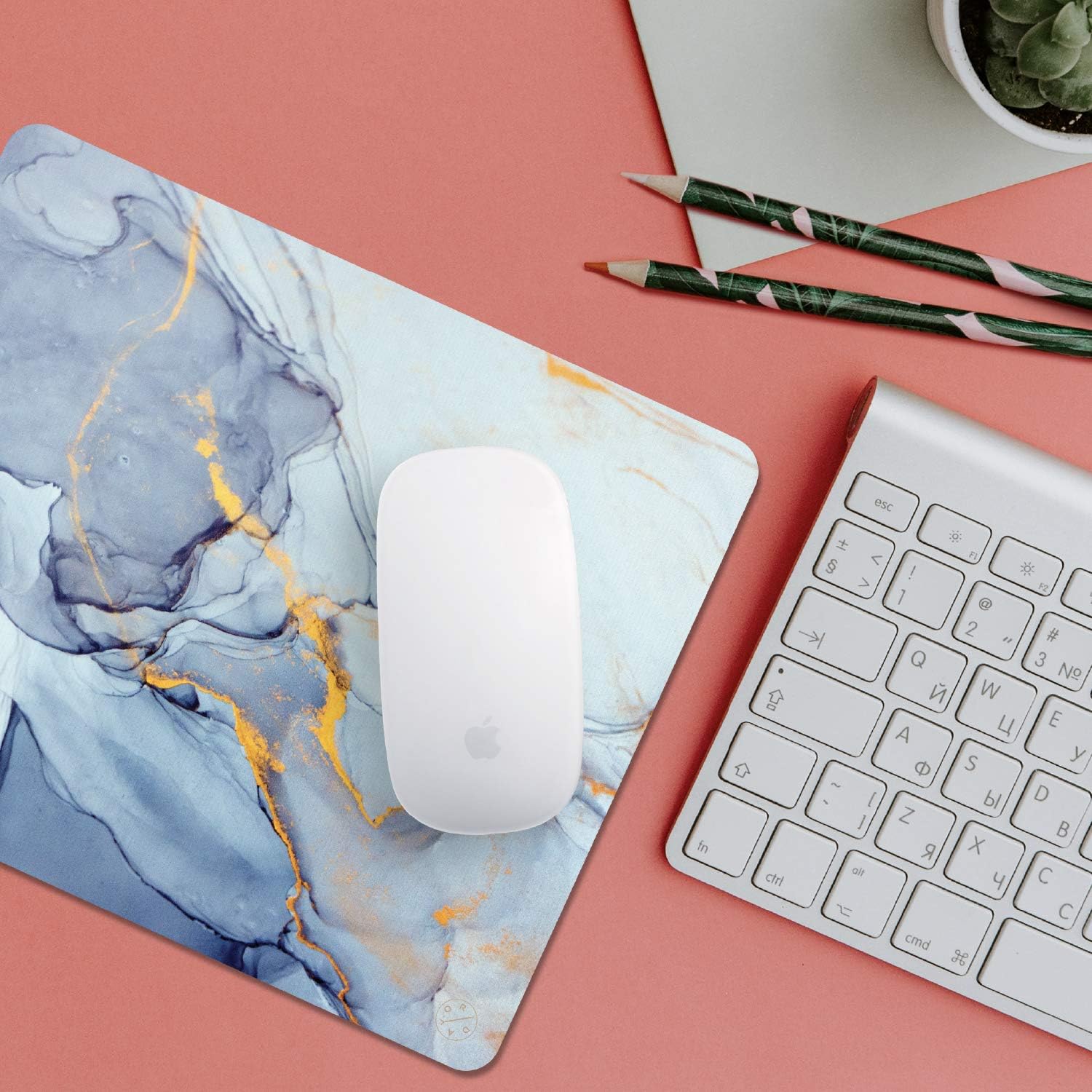 Oriday Gaming Mouse Pad Custom for Home and Office Modern Marbling Design (Blue Ocean) 24cm x 20cm - Image 3