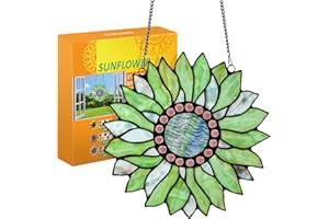 Capulina Large Size Mothers Day Sunflower Gifts Stained Glass Window Hangings Handmade Sunflower Suncatcher Gifts Decor for Home Office Kitchen Living Room Bedroom